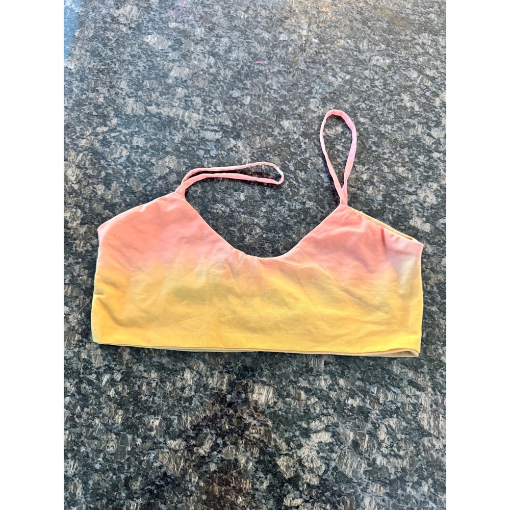 Oceanus Tamar Ombre Beaded Bikini Top Pink Yellow Mesh Sequin Luxury Swim L - Picture 6 of 8